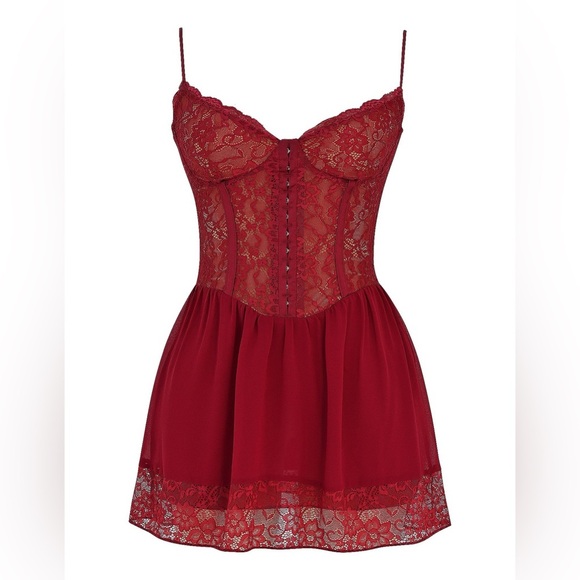 Mistress Rocks Redcurrent Lace Mini Dress - Picture 1 of 5